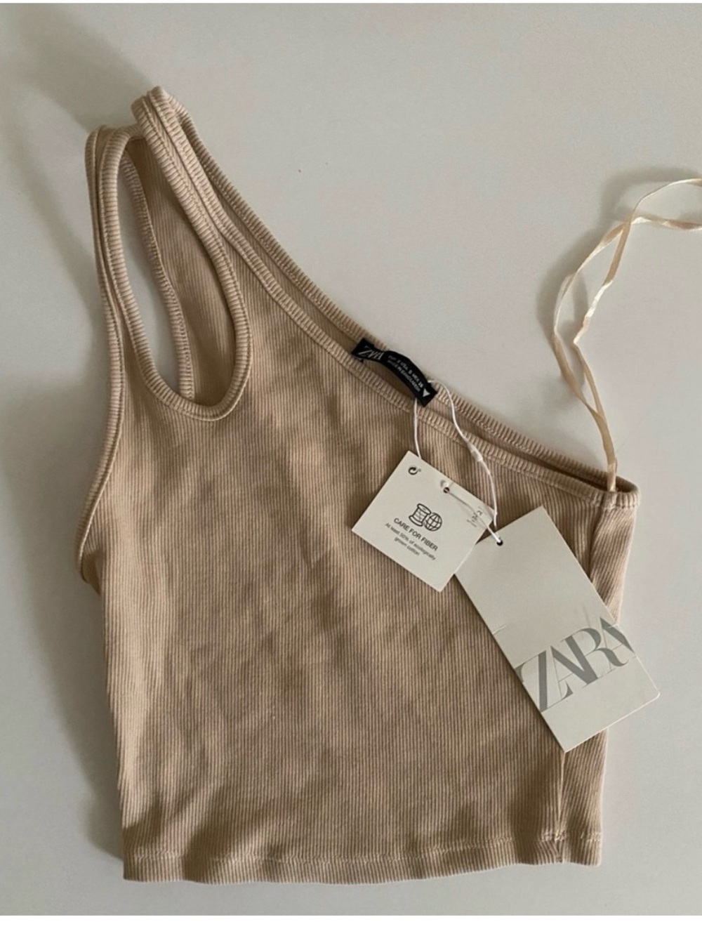 Zara one shoulder ripped crop top MEDIUM